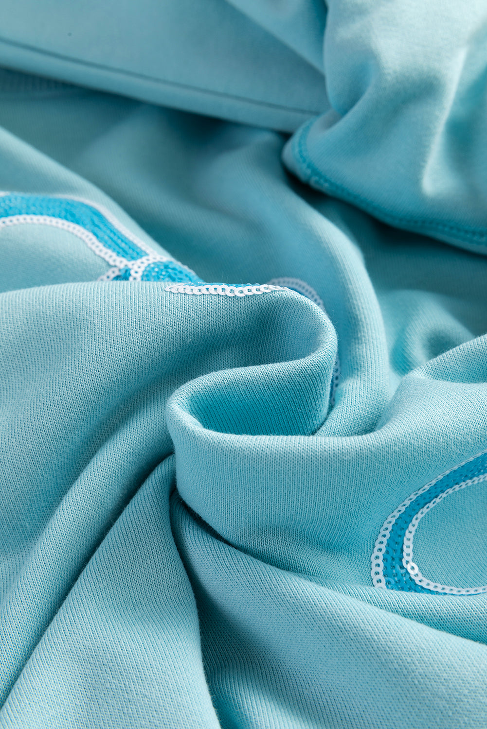 Apricot Pink Sequined Bowknot Drop Shoulder Oversized Sweatshirt