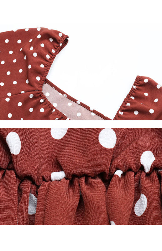 Vintage Ruffle High Waist Polka Dot Dress