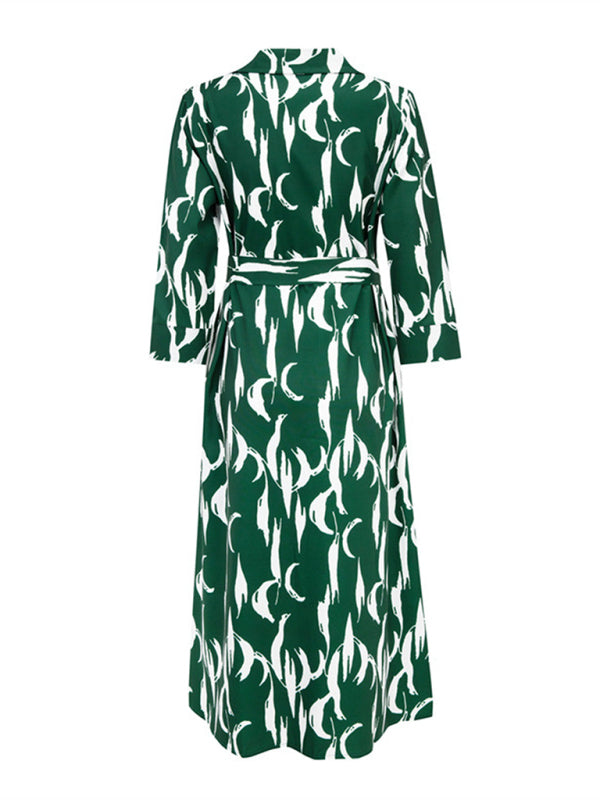 Women's Bright Print Button Front Midi Dress
