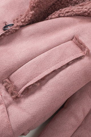 Plush Lining Suede Cropped Double Breasted Coat