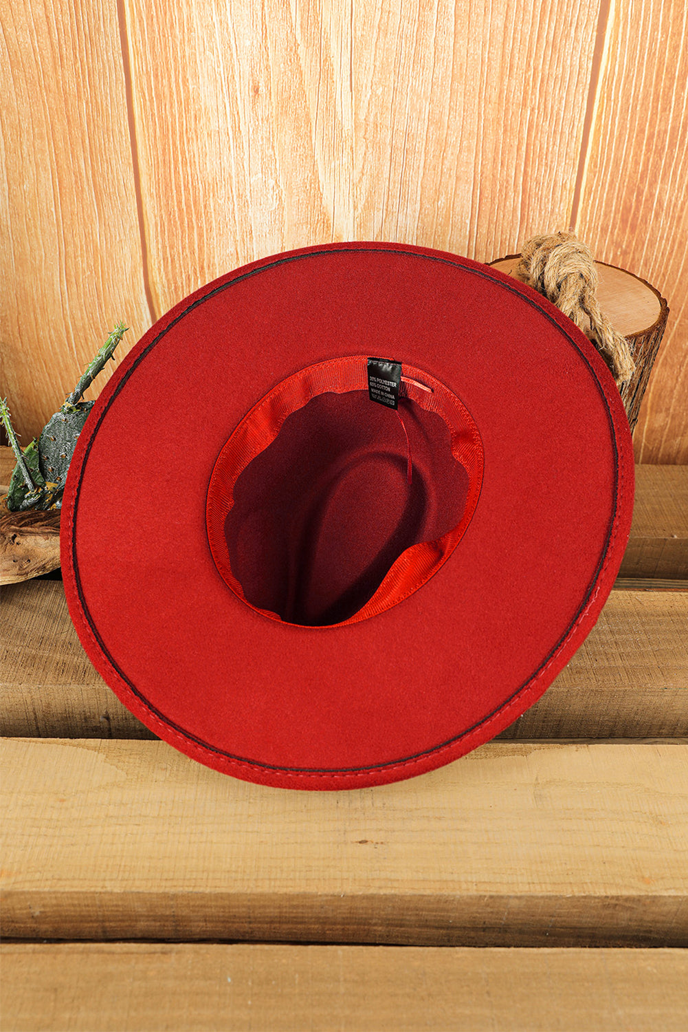 Rose Red Aztec Embroidery Retro Flat Fedora Hat