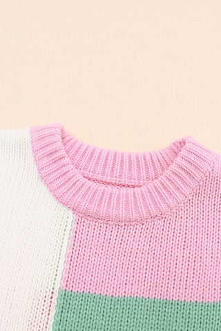 Colorblock Drop Shoulder Bell Sleeve Sweater