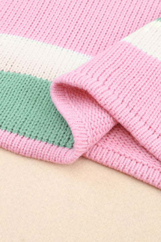 Colorblock Drop Shoulder Bell Sleeve Sweater