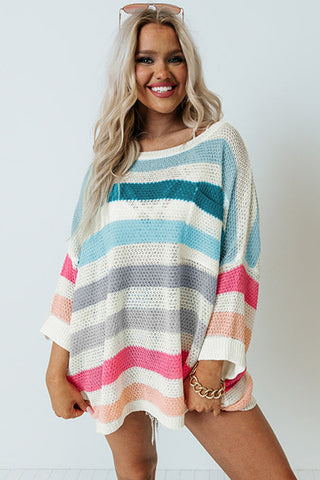 Kelly Striped Knit Top with Chest Pocket