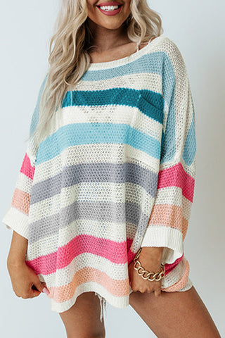 Kelly Striped Knit Top with Chest Pocket