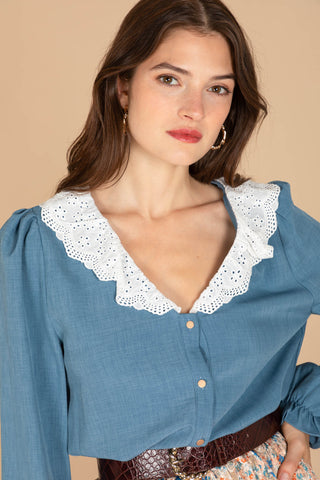 Erica lace shirt blue