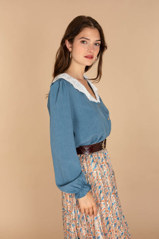 Erica lace shirt blue