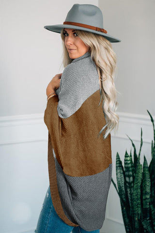 Nelly Neutral Colorblock Drapey Cardigan