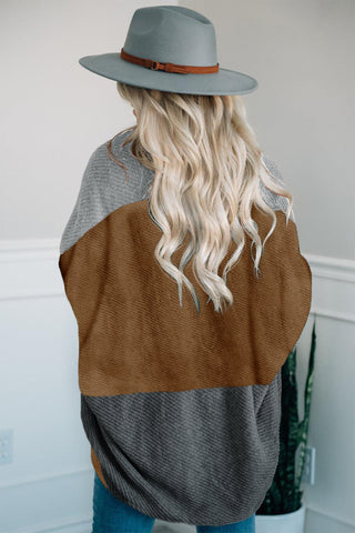 Nelly Neutral Colorblock Drapey Cardigan