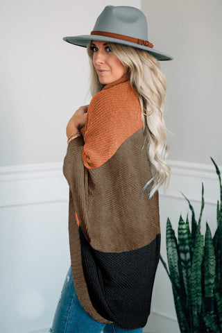 Nelly Neutral Colorblock Drapey Cardigan