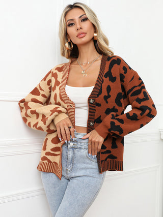 Leopard Print Oversized Knit Cardigan
