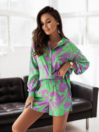 Women's Bright Printed Top and Short Set