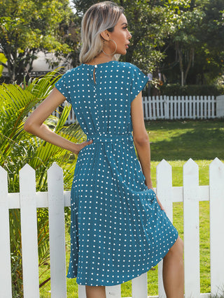 Women's Polka Dot Pleated Midi Dress