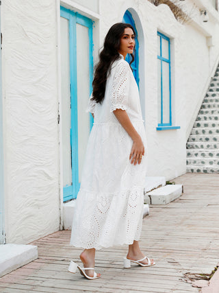 Casual Short Sleeve Mid-Length Cotton Dress